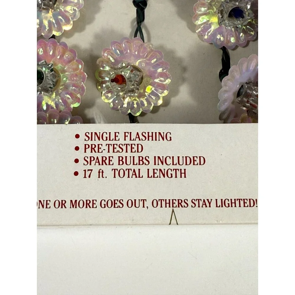 Christmas Tree Lights Vintage Santa Trim 20 Fancy Light Set Iridescent Flowers